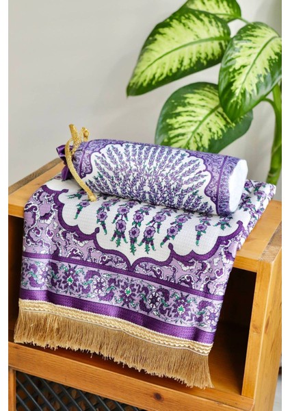 Çini Desenli Ipek Dokulu Keseli Seccade S1027 Mor Renk fırsatları