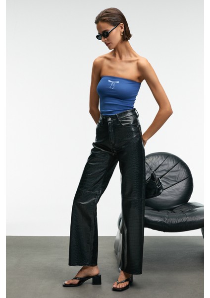 LUNESSA Kadın Vücutta Sabit Duran Silikon Lastikli Straplez Lacivert Bluz modelleri