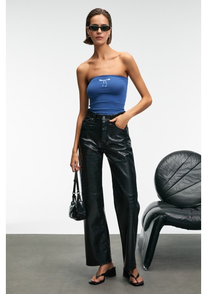 LUNESSA Kadın Vücutta Sabit Duran Silikon Lastikli Straplez Lacivert Bluz fırsatları