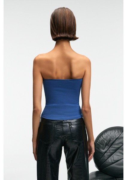 LUNESSA Kadın Vücutta Sabit Duran Silikon Lastikli Straplez Lacivert Bluz indirimleri