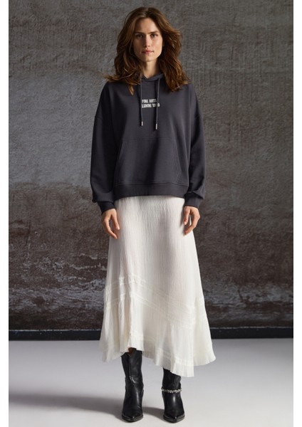 JOYNER Kadın Nakış Detaylı Antrasit Sweatshirt fiyatları