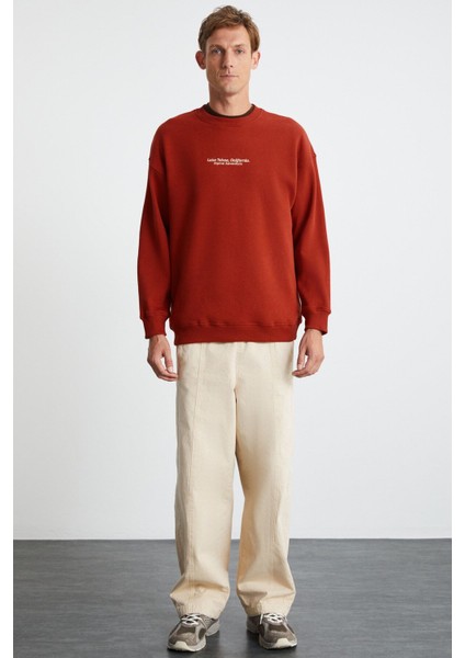 LAMPARD ERKEK 3 İplik Bisiklet Yaka Kiremit Rengi Sweatshirt fiyatları