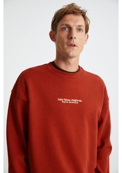 LAMPARD ERKEK 3 İplik Bisiklet Yaka Kiremit Rengi Sweatshirt modelleri