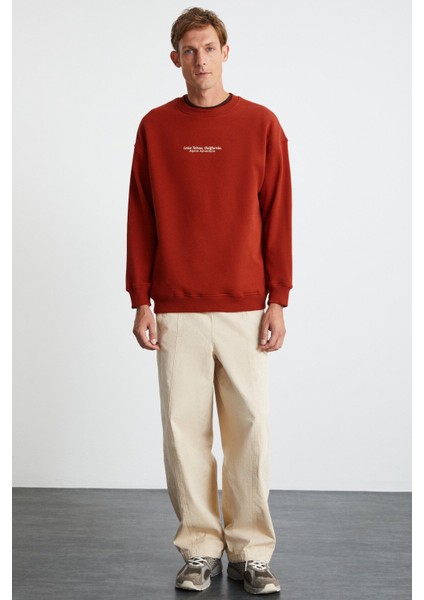 LAMPARD ERKEK 3 İplik Bisiklet Yaka Kiremit Rengi Sweatshirt fırsatları