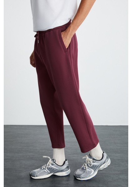 WENDER Erkek %100 Organik Pamuklu 3 İplik Şardonsuz Lastikli Bel Bordo Eşofman Altı modelleri