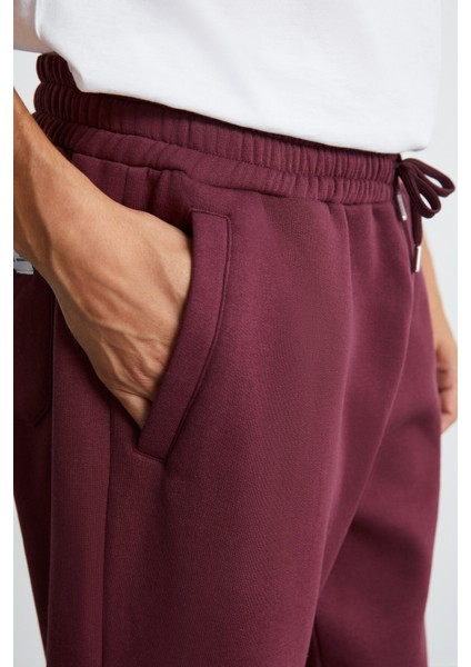 WENDER Erkek %100 Organik Pamuklu 3 İplik Şardonsuz Lastikli Bel Bordo Eşofman Altı fırsatları