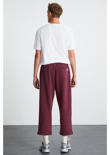 WENDER Erkek %100 Organik Pamuklu 3 İplik Şardonsuz Lastikli Bel Bordo Eşofman Altı indirimleri