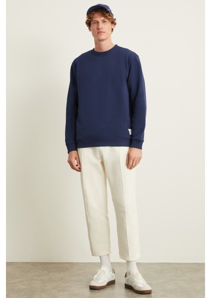 NATAS Erkek Regular Fit 3 İplik Şardonlu Yuvarlak Yakalı Etiket Detaylı Lacivert Sweatshirt fiyatları