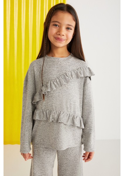 LILIANA-GRM24045 %34 polyester %28 viscon %33 pamuk %5elastne kız çocuk uzun kollu bluz ve pantalon