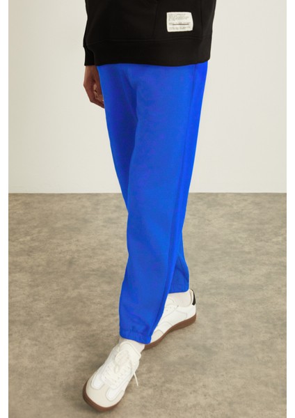 EMRYS Erkek 3 İplik İçi Şardonlu Yumuşacık Beli Lastikli Mavi Eşofman Altı