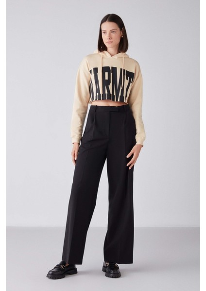 Warm Kadın Bej Baskılı Kapüşonlu Comfort Sweatshirt indirimleri