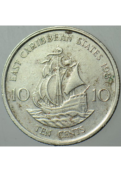 Doğu Karayipler 10 Cent 1987 Kraliçe Iı. Elizabeth-Yelkenli. modelleri