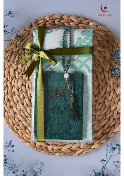 Seccade Kadife Yasin ve Inci Tesbih Hediyelik Set 1 Adet