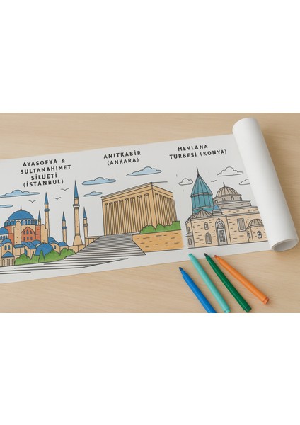 “Türkiye’nin Doğal ve Mimari Güzellikleri – 6 Metrelik Dev Çocuk Boyama Rulosu | Eğitici & Sanatsal Aktivite Kağıdı” fiyatları