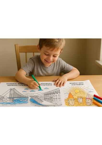 “Türkiye’nin Doğal ve Mimari Güzellikleri – 6 Metrelik Dev Çocuk Boyama Rulosu | Eğitici & Sanatsal Aktivite Kağıdı” modelleri