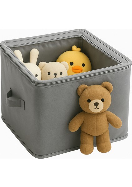 Pencereli Fermuarlı Kare Organizer | 4 Adet | Pencereli Dolap Içi ve Raf Düzenleyici | Katlanabilir Çelik Destekli Organizer modelleri