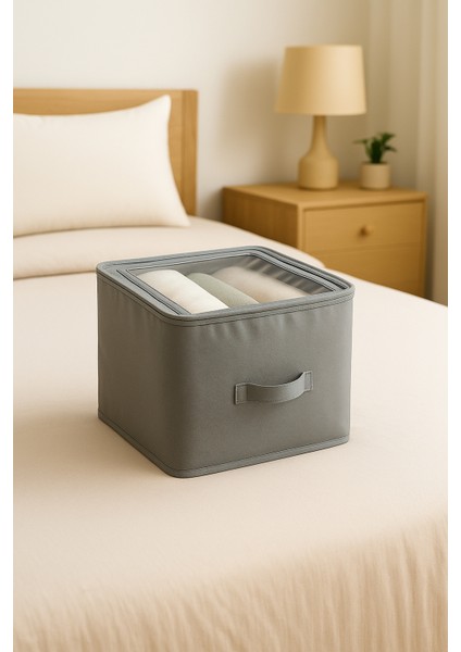 Pencereli Fermuarlı Kare Organizer | 2 Adet | Pencereli Dolap Içi ve Raf Düzenleyici | Katlanabilir Çelik Destekli Organizer fırsatları