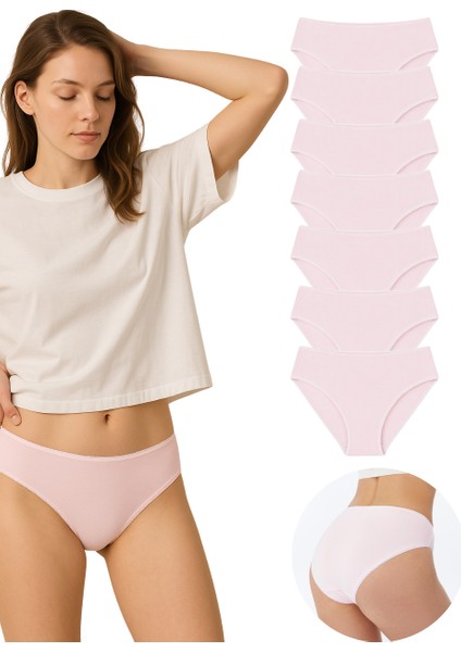 Kadın Külot Pamuklu Likralı Toz Pembe 7’li Paket İç Giyim
