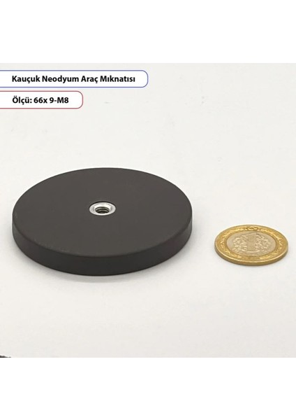 Kauçuk Kaplı Neodyum Mıknatıs – 66X9MM – M8 Vidalı