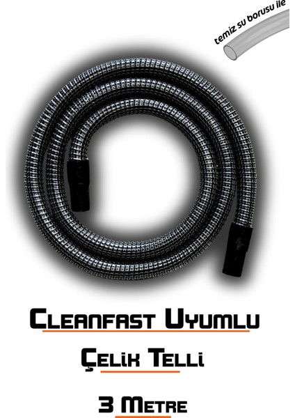 Koltuk Yıkama Makinelerine Uyumlu Cleanfast Vakum Hortumu Çelik Telli modelleri