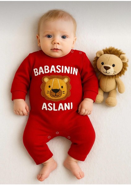 Babasının Aslanı Kabartma Yazı Detaylı Organik Pamuk Lüx Tulum