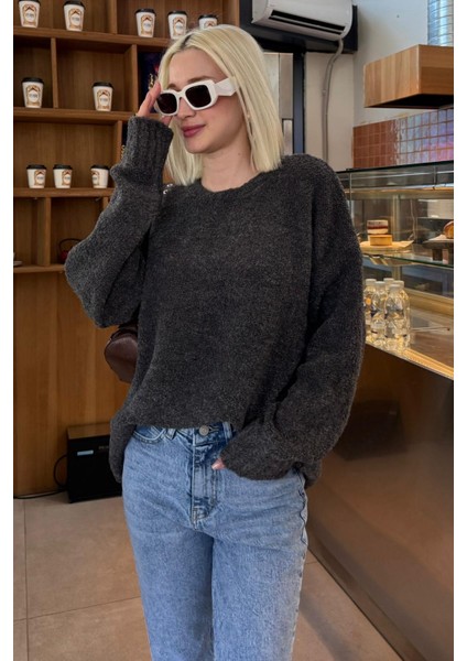 Antrasit Bisiklet Yaka Kadın Buklet Kazak MG2480 indirimleri