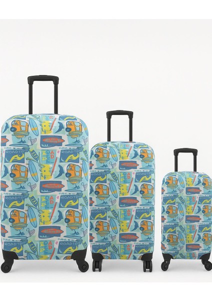 - Mavi Esnek Kumaşlı Valiz Kılıfı - Yıkanabilir & Darbelere Dayanıklı