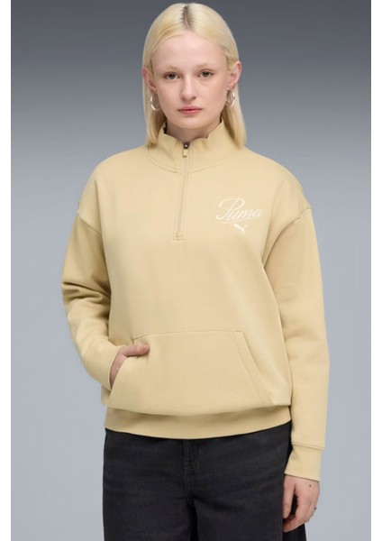 Ess Scrıpt Half-Zip Crew Kadın Sweatshirt