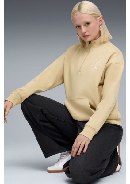 Ess Scrıpt Half-Zip Crew Kadın Sweatshirt modelleri