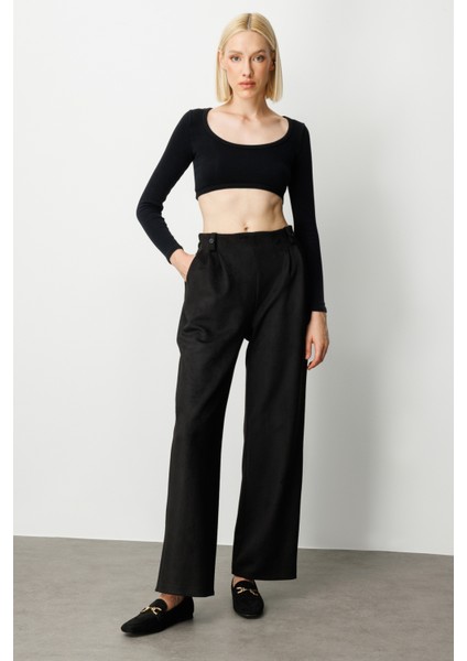 Kadın Beli Lastikli Güderi Pantolon 5067 Siyah fiyatları
