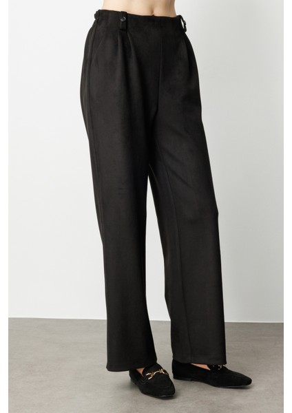 Kadın Beli Lastikli Güderi Pantolon 5067 Siyah modelleri