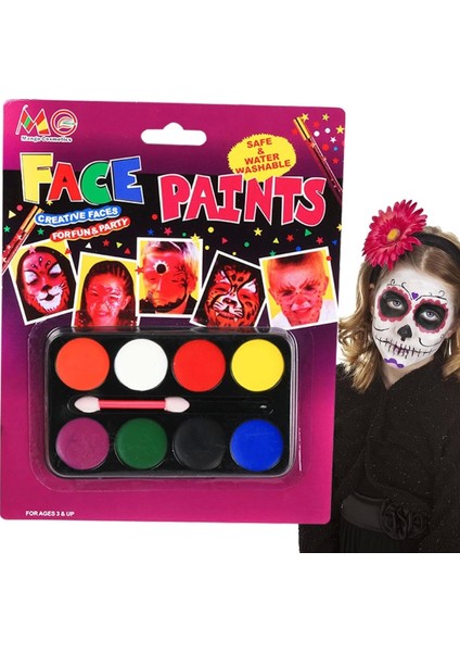 Renkli Yüz Boyama Seti, Fırçalı, 8 Renk, Eğlenceli ve Yaratıcı Tasarım fiyatları