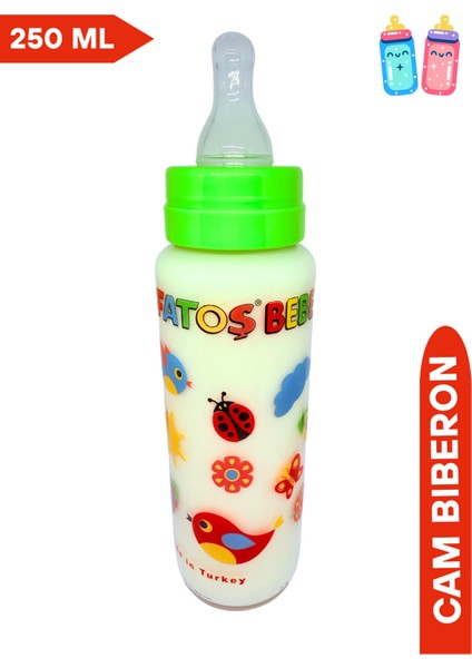 Yeşil Desenli Cam Biberon 250 Ml, Sağlıklı ve Güvenli Bebek Beslenmesi fiyatları
