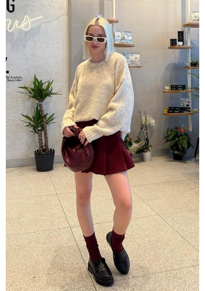 Bej Bisiklet Yaka Kadın Buklet Kazak MG2480 fiyatları