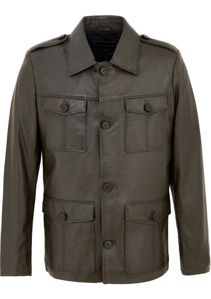 Haki Hakiki Deri Erkek Hakiki Deri Ceket - E22BDM310390-R2X