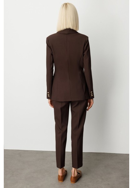 Kadın Kruvaze Yaka Kapak Cepli Ceket 5013 Kahverengi fırsatları