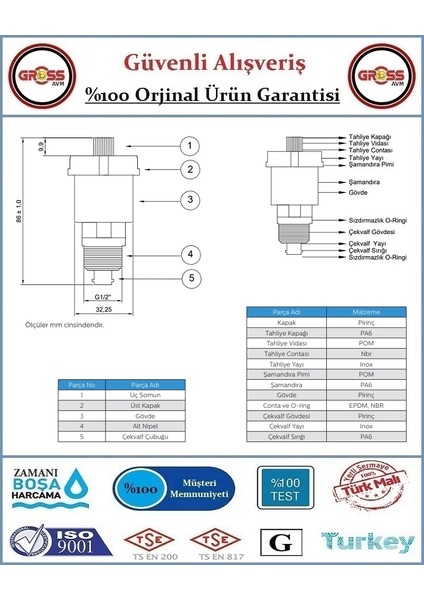 Otomatik Hava Tahliye Cihazı - Purjör 1/2'' fiyatları