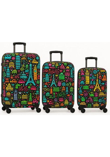 - Siyah Esnek Kumaşlı Valiz Kılıfı - Yıkanabilir & Darbelere Dayanıklı