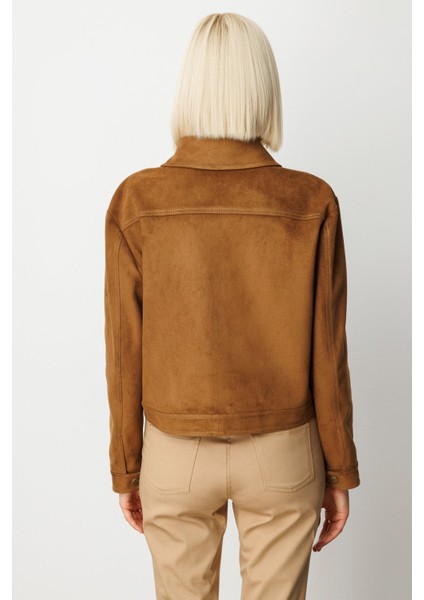 Kadın Kapak Cepli Güderi Mont 8017 Taba fırsatları