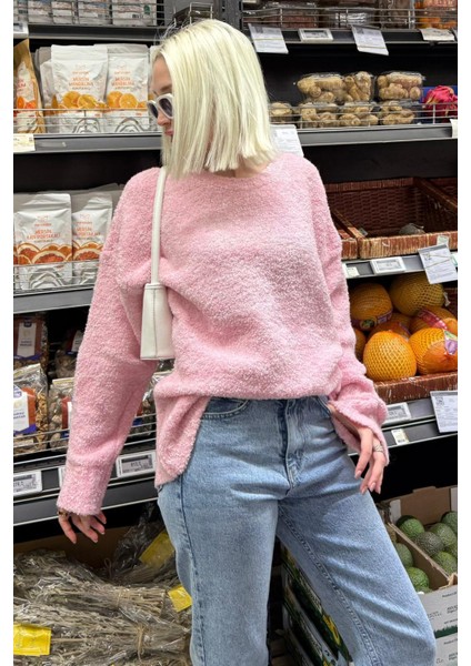 Pembe Bisiklet Yaka Kadın Buklet Kazak MG2480 modelleri