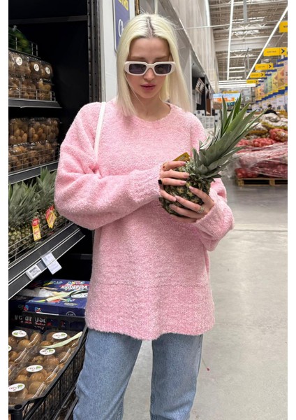 Pembe Bisiklet Yaka Kadın Buklet Kazak MG2480 indirimleri