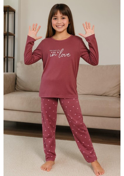 Kız Çocuk 15297 Milan Uzun Kol Pijama Takımı Gül Kurusu
