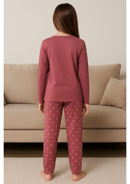 Kız Çocuk 15297 Milan Uzun Kol Pijama Takımı Gül Kurusu fiyatları