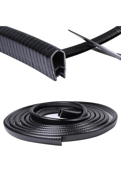 Powermaster PM-26301 U Tip Araç Kapı Çarpma Çizik Engelleyici Koruyucu 5 Metre Şerit Siyah