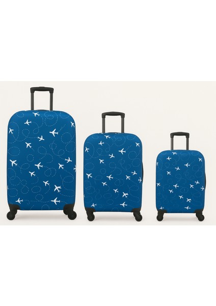 - Lacivert Esnek Kumaşlı Valiz Kılıfı - Yıkanabilir & Darbelere Dayanıklı