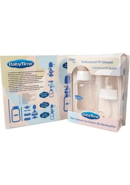 Fonksiyonel 150 ml Pp Biberon, Eller Serbest, Beyaz Renk