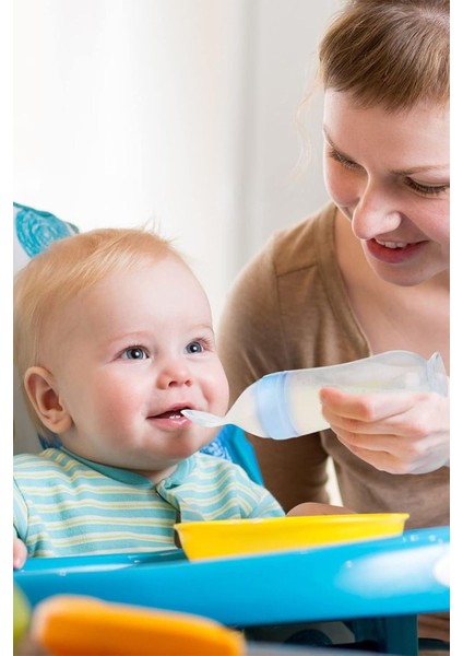 Renkli Silikon Bebek Biberonu ve Besleme Aparatı, Diş Kaşıyıcı, Mama ve Gıda Takımı