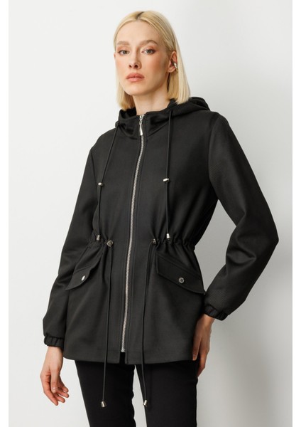 Kadın Kapüşonlu Kapak Cepli Trenç 7043 Siyah fiyatları