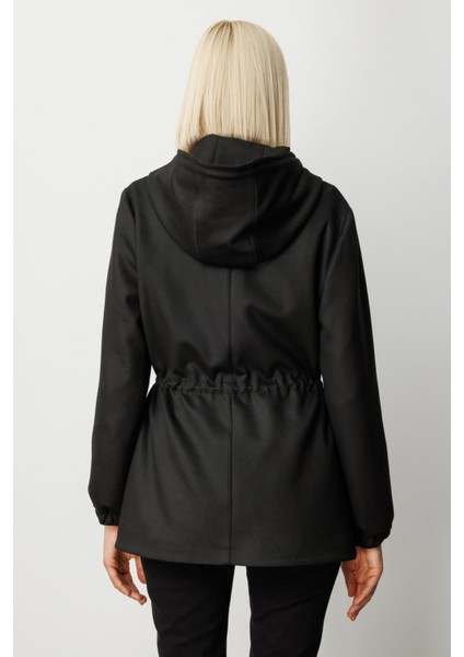 Kadın Kapüşonlu Kapak Cepli Trenç 7043 Siyah fırsatları