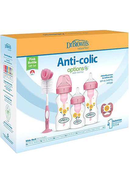 Geniş Ağız Anti-Kolik Pp Biberon Pembe Hediye Seti